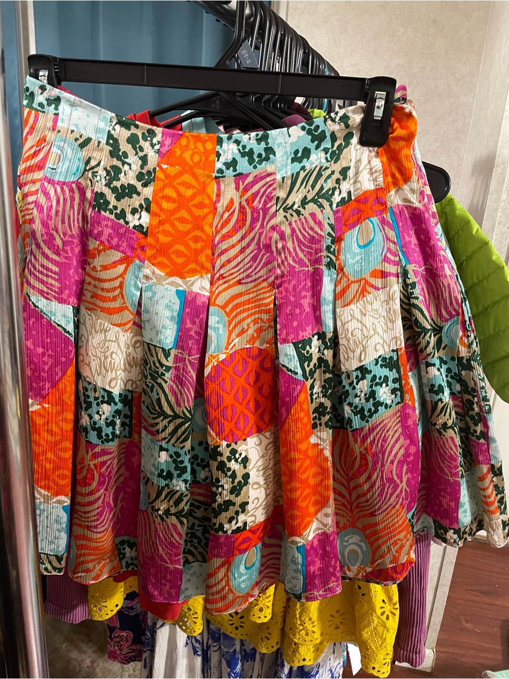 Lilly Pulitzer Patchwork Print Midi Skirt in Pink, Orange & Teal